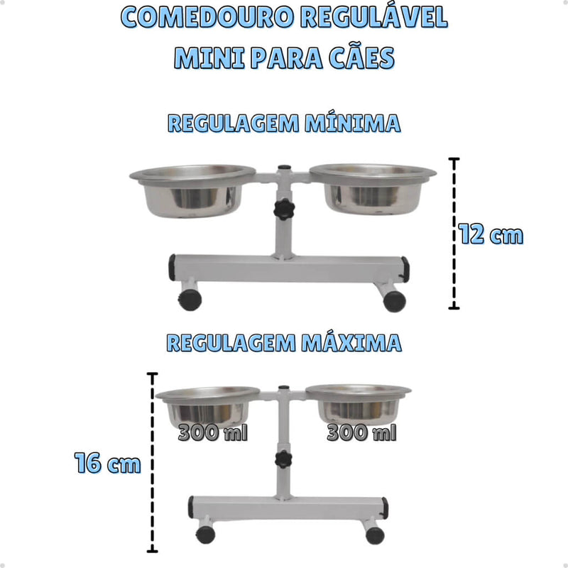 Comedouro Duplo Elevado Ajustável PETLIZ™